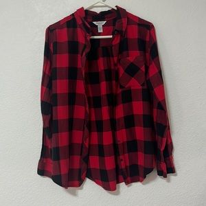 size small black and red flannel